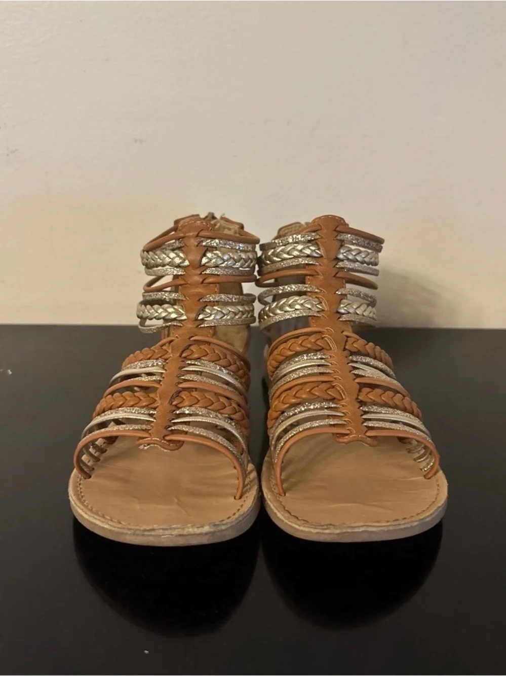 Kelly & Katie Girls Metallic Gladiator Sandals